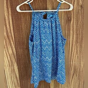 J. McLaughlin size M blue stretch halter keyhole neck tie shelf bra top